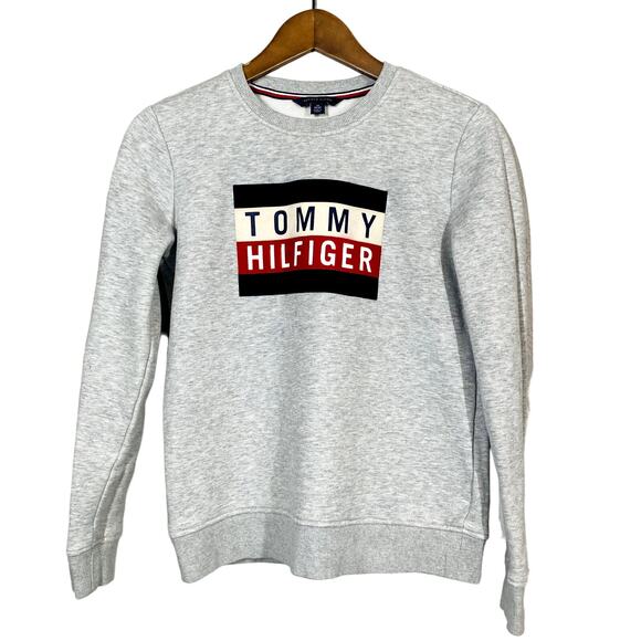 Tommy Hilfiger Felt Logo Jumper Pullover Sweatshirt Long Sleeve Casual - XS - Picture 1 of 4